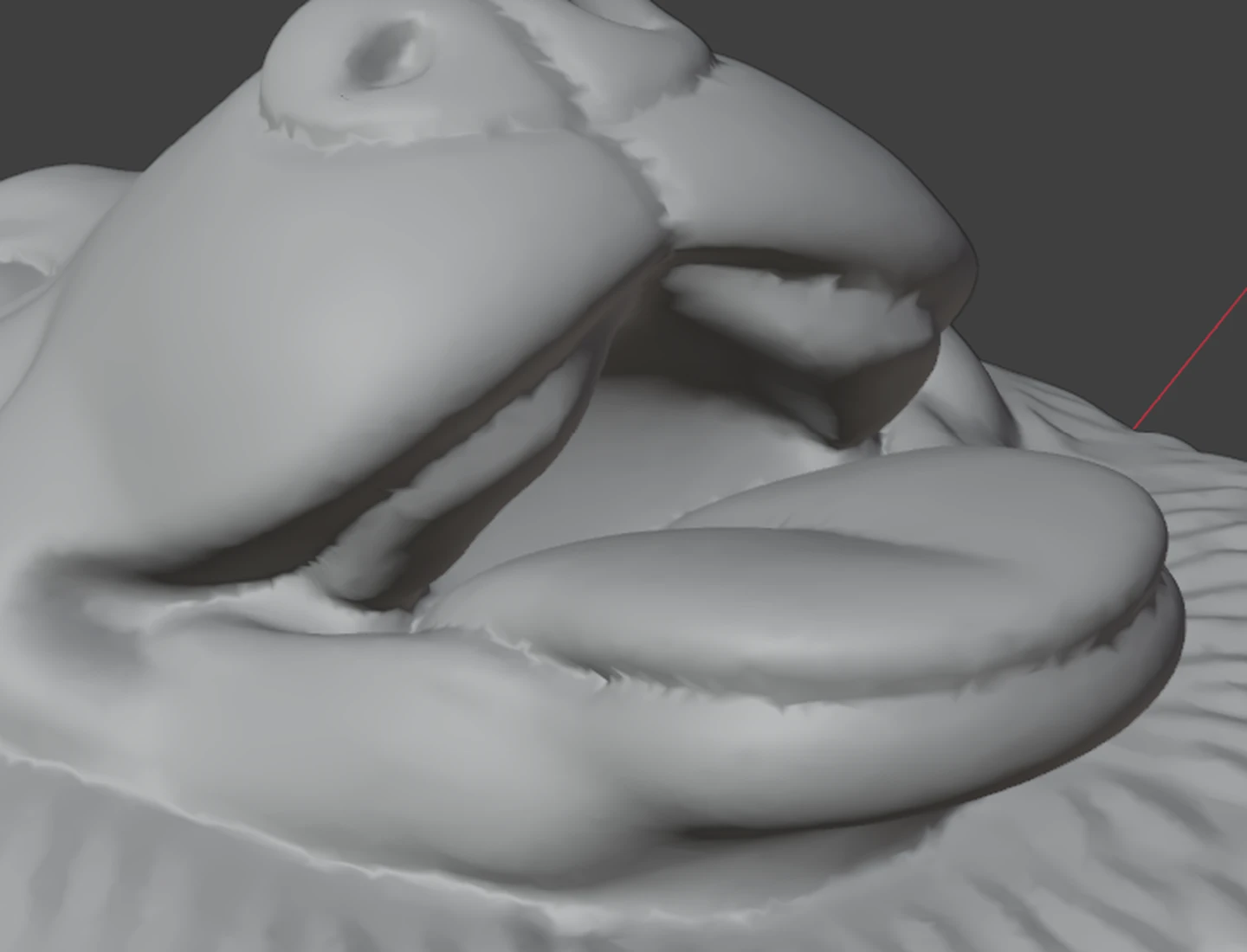 Close-up of a dog's open mouth on the original mesh
