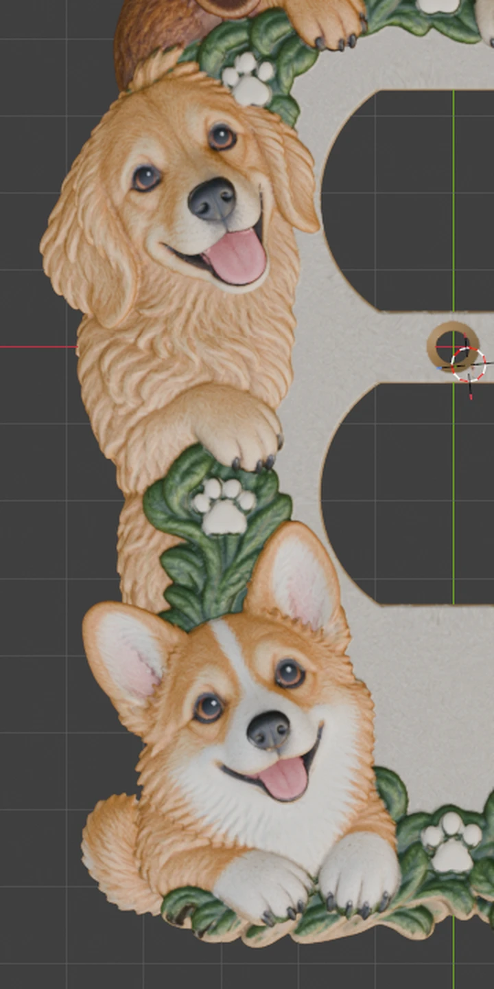 The six-dog cover after OverHeal from the top, colors intact