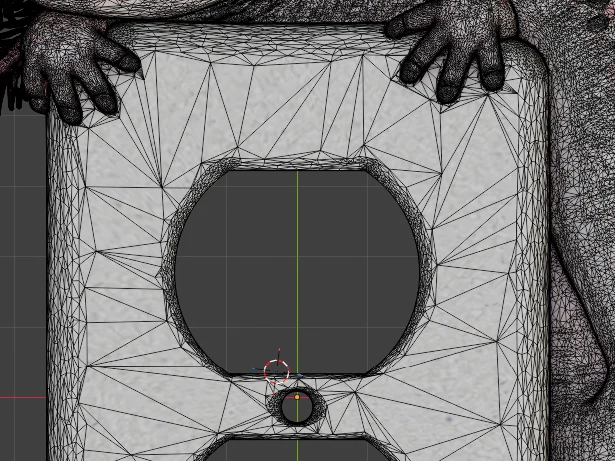 The axolotl cover plate before Even Mesh: long sliver triangles